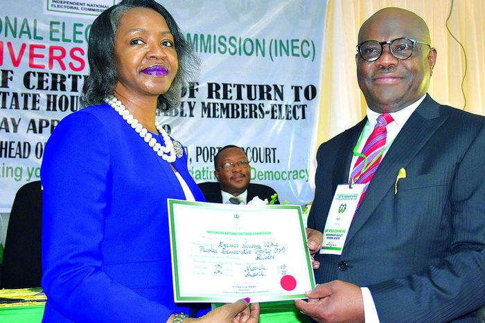 Mrs May Agbamuche-Mbu, the INEC National Commissioner supervising Edo, Bayelsa and Rivers [Guardian]