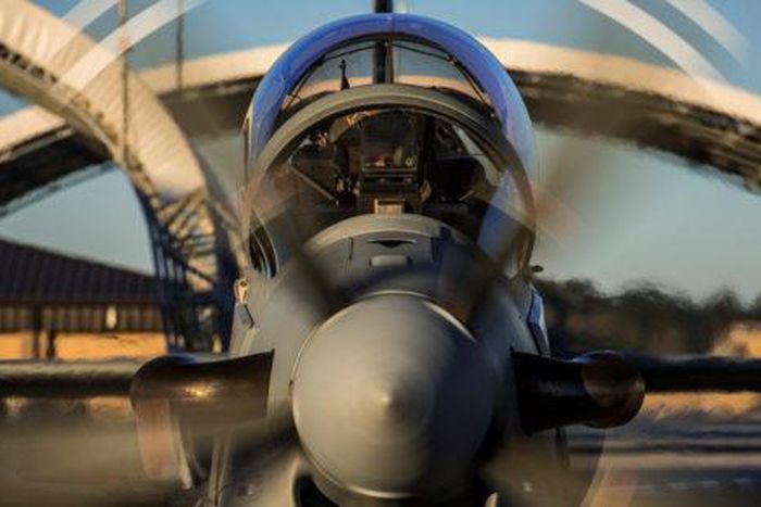 An 81st Fighter Squadron pilot starts the engine in an A-29 Super Tucano.The A-29 is a turboprop aircraft designed for light air support (LAS). (U.S. Air Force photo by Senior Airman Ryan Callaghan/Released)