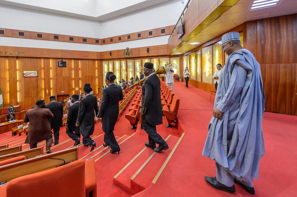 Senate President Bukola Saraki in the Red Chamber of the National Assembly [National Assembly]