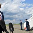 US President Donald Trump gives a statement about the mass shootings in El Paso and Dayton before leaving New Jersey for Washington