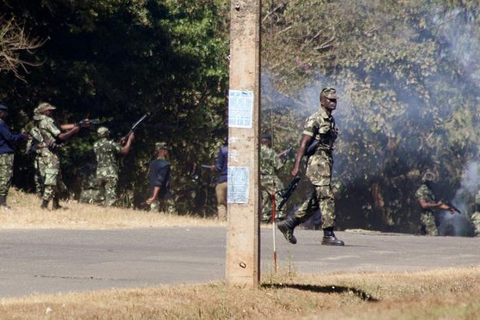 Armed Malawian policemen fired teargas to disperse supporters of The Malawi Congress Party (MCP) in Lilongwe