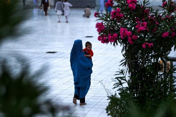 This file photo shows a burqa-clad woman, a garment which is now banned in public places in the Netherlands