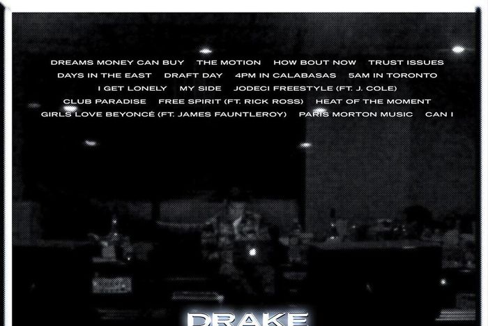Cover art and Track list for Drake's 'Care Package.' (Twitter/Complex)