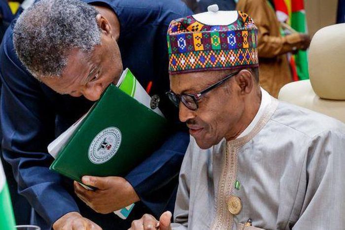 President Muhammadu Buhari and Foreign Affairs Minister, Geoffrey Onyeama (BBC)