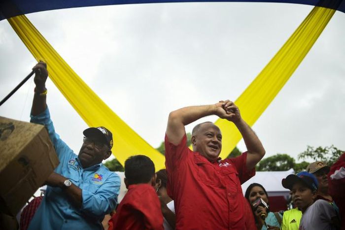 Diosdado Cabello (right) insists that there will be no acquiescence to opposition demands to hold early presidential elections despite ungoing peace negotiations