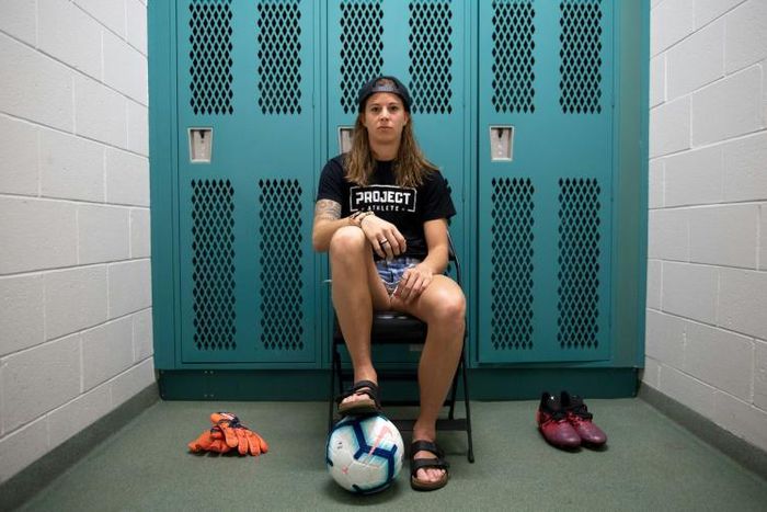 Stephanie Labbe trained with Calgary Foothills, a men's minor league side in her native Canada
