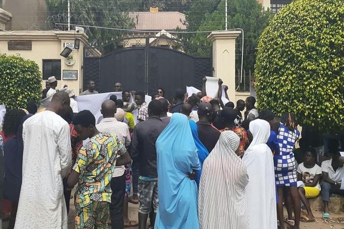 Protesters at the Amnesty International office in Abuja [Premium Times]