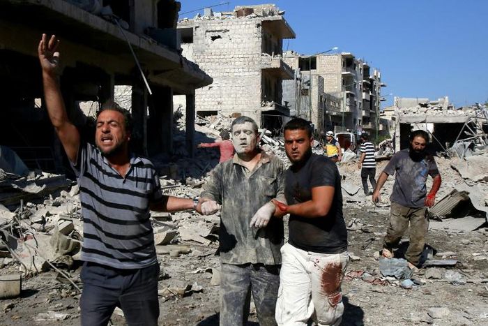Twenty-three people were killed and 45 wounded in Russian air strikes on a market in Maaret al-Numan in Syria's Idlib province