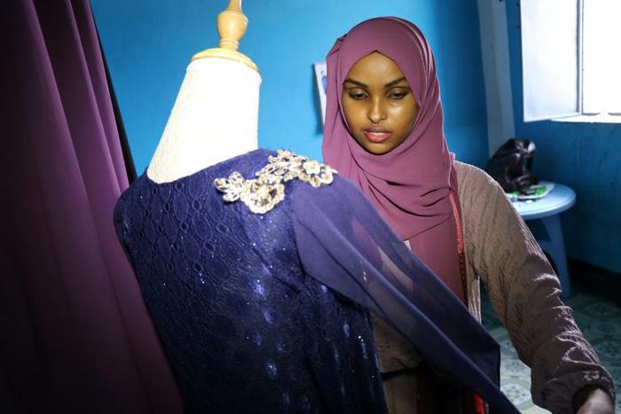 Hawa Adan Hassan, a 23-year-old Somali fashion designer, is self-taught from watching fashion shows on TV