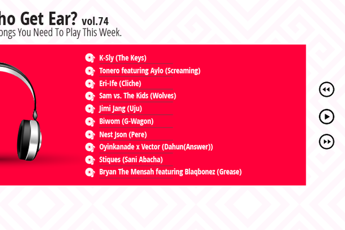 Who Get Ear Vol. 74: 10 Songs You Need To Play This Week. (Pulse Nigeria Graphics)