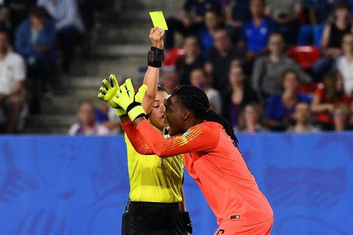 Goalkeepers will not be booked for coming off their line in penalty shootouts in the knockout stages of the women's World Cup