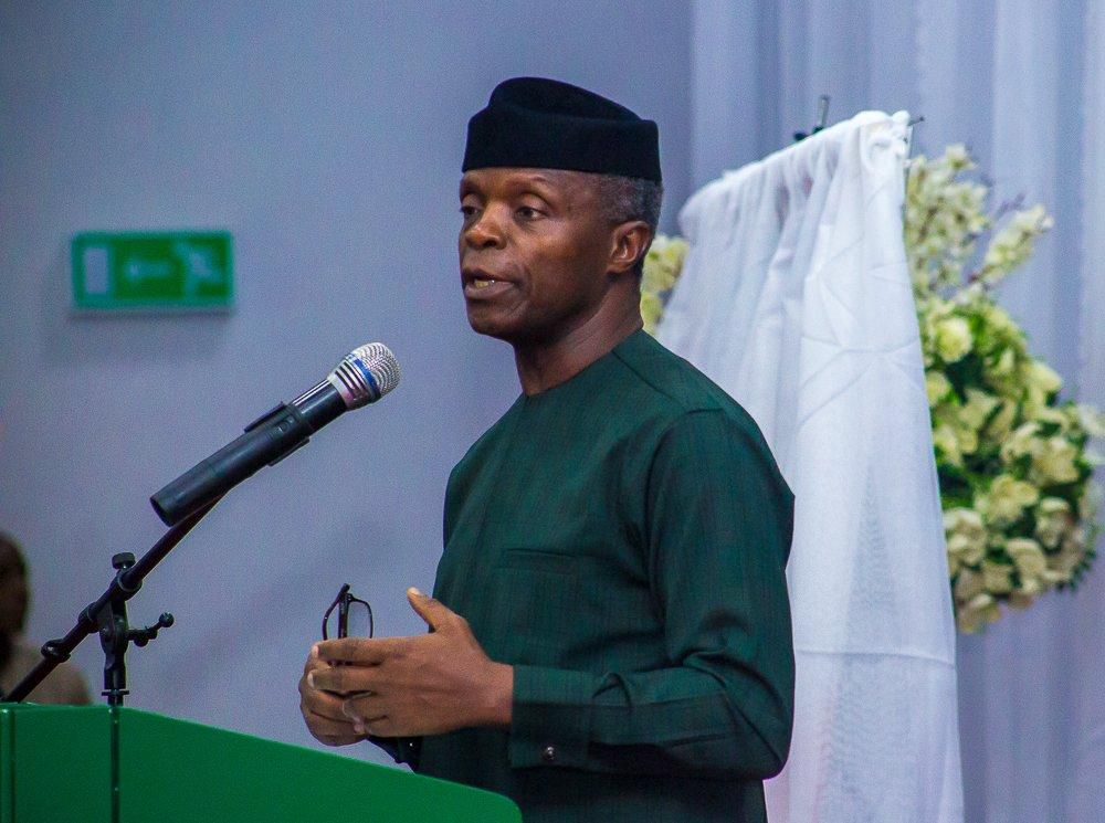 Vice President Yemi Osinbajo flags off the New National Taxpayer Identification Number (TIN) Registration System in Abuja. 1st, July 2019. [Twitter/Buhari Sallau]