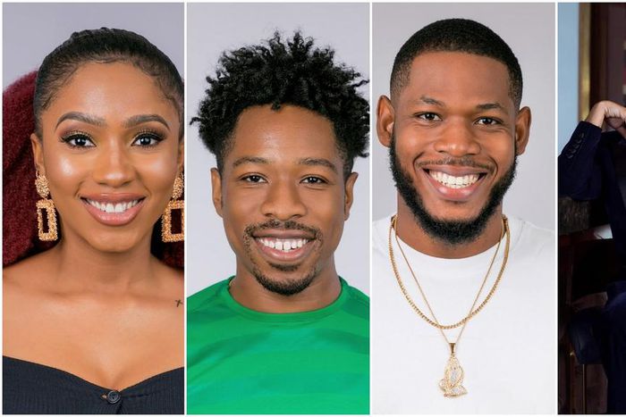 Mercy, Ike, Joe, Frodd, Esther and Venita are in two love triangles threatening to tear up the BBNaija house in coming weeks. [Multichoice NG]