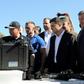 Ukrainian President Volodymyr Zelensky and Minister of Internal Affairs of Ukraine Arsen Avakov (2nd R) inspected equipment and armaments in the port city of Mariupol
