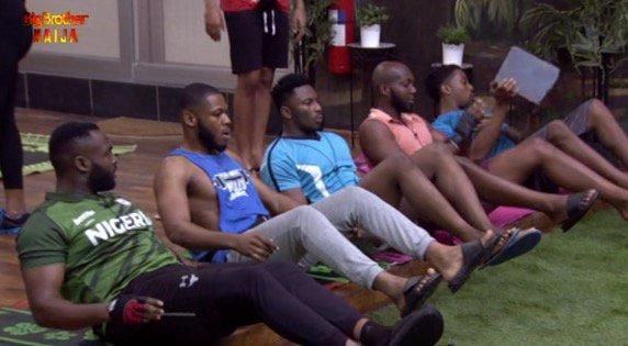 BBNaija 2019 housemates working out [Twitter/Big Brother Naija]