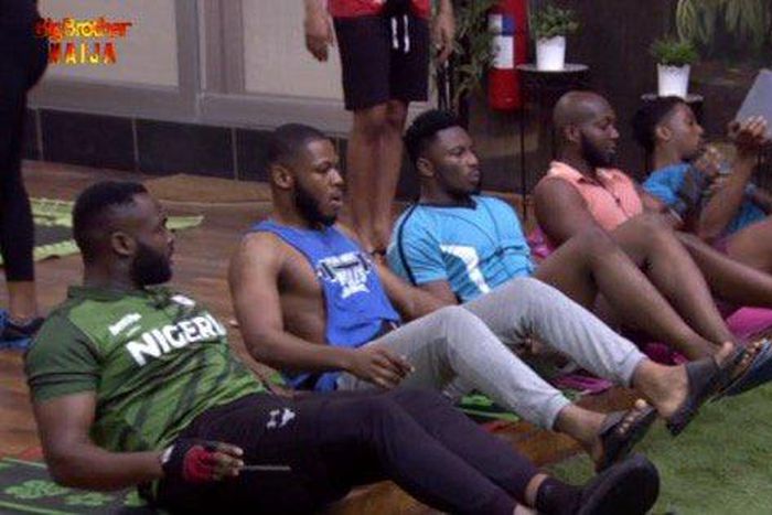 BBNaija 2019 housemates working out [Twitter/Big Brother Naija]