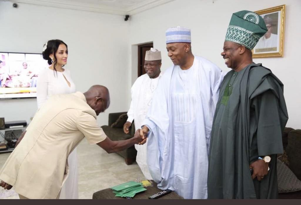 APC National Chairman Adams Oshiomhole and Former Senate President, Bukola Saraki
