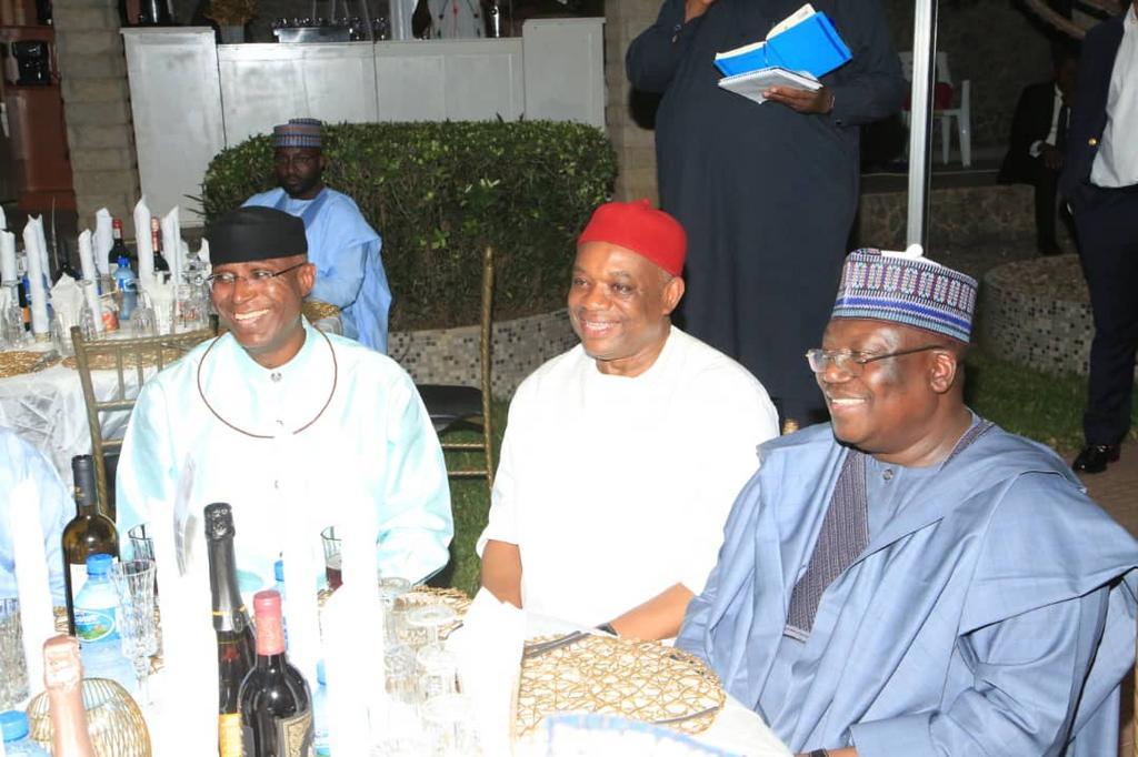 Sen. Uzor-Kalu hosts Lawan, Omo-Agege to election victory dinner [Twitter/@SPNigeria]