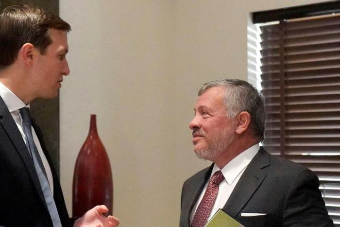 US President Donald Trump's advisor and son-in-law Jared Kushner (L) met Wednesday with Jordan's King Abdullah II, whose office released this picture