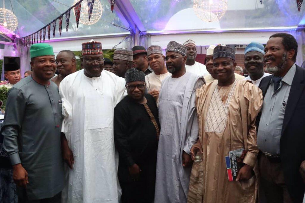 President of the Senate Ahmad Lawan attends the Queen's 95th Birthday Party at the residence of British High Commissioner to Nigeria, Catriona Laing in Abuja. [Twitter/@SPNigeria