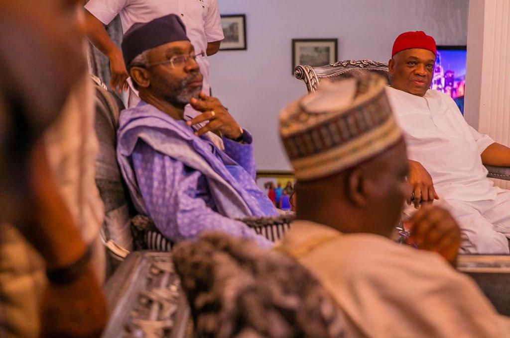 Former Abia Governor and Senator-Elect, Chief Orji Uzor Kalu and Mr Femi Gbajabiamila  [Twitter/@femigbaja]