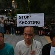 A demonstration against police action at Wednesday's street protests, where security forces fired tear gas and plastic bullets at young protesters