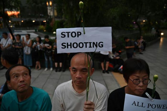 A demonstration against police action at Wednesday's street protests, where security forces fired tear gas and plastic bullets at young protesters