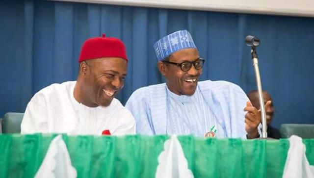 Minister of Science and Technology, Ogbonnaya Onu and President Muhammadu Buhari