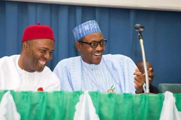Minister of Science and Technology, Ogbonnaya Onu and President Muhammadu Buhari