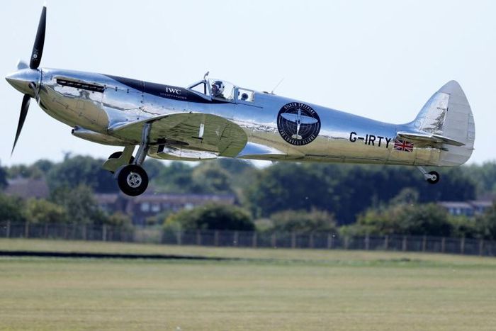 Two British aviators, Matt Jones and Steve Brooks, are taking turns to fly the Silver Spitfire on its four-month, 43,500-kilometre adventure westwards around the globe -- the first time a Spitfire will ever have circumnavigated the planet