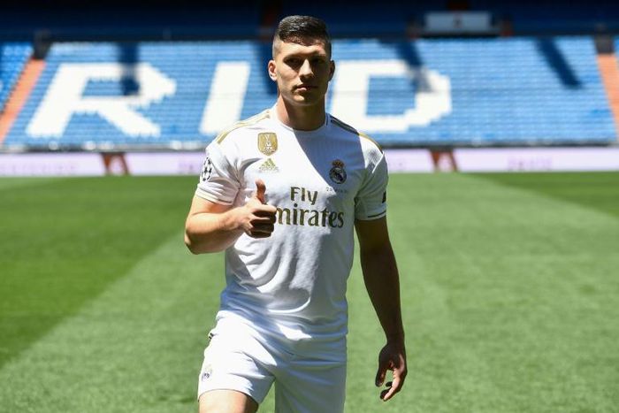 Real Madrid's new signing Luka Jovic was presented at the Santiago Bernabeu on Wednesday.