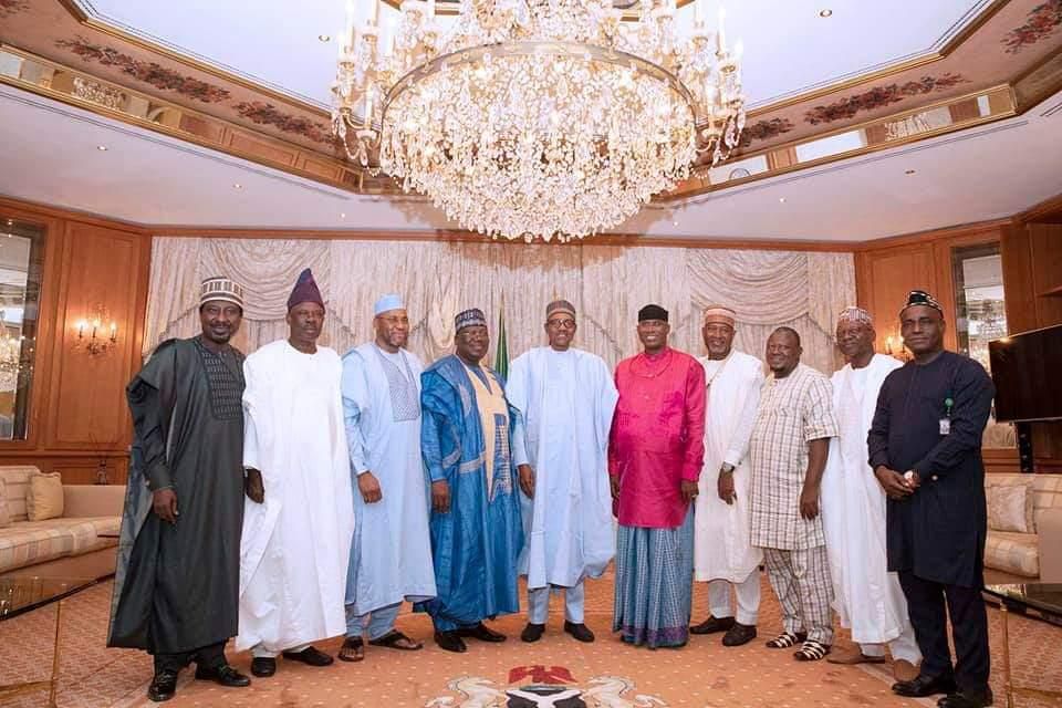 President Muhammadu Buhari, Senate President, Ahmad Lawan, Speaker of the House of Reps Femi Gbajabiamila, Deputy Senate President Ovie Omo-Agege