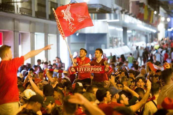 Liverpool supporters erupted in delight at Madrid's Wanda Metropolitano stadium after Saturday's 2-0 Champions League victory over Spurs