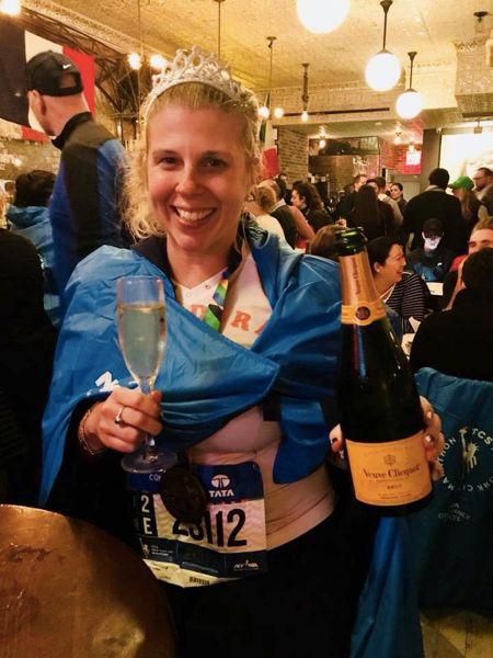 Theodora after finishing the New York City marathon in November 2017.