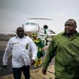 DR Congo opposition figure Jean-Pierre Bemba (C) made a low-key visit to the country
