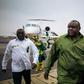 DR Congo opposition figure Jean-Pierre Bemba (C) made a low-key visit to the country