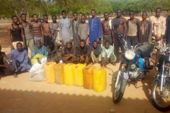 Faces of the 20 bandits and kidnappers arrested in Katsina by the Nigeria Army (The Nation)