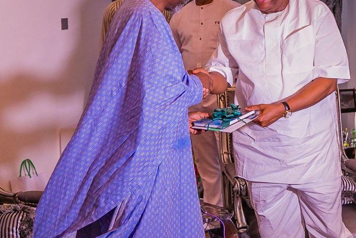 Former Abia Governor and Senator-Elect, Chief Orji Uzor Kalu and Mr Femi Gbajabiamila  [Twitter/@femigbaja]