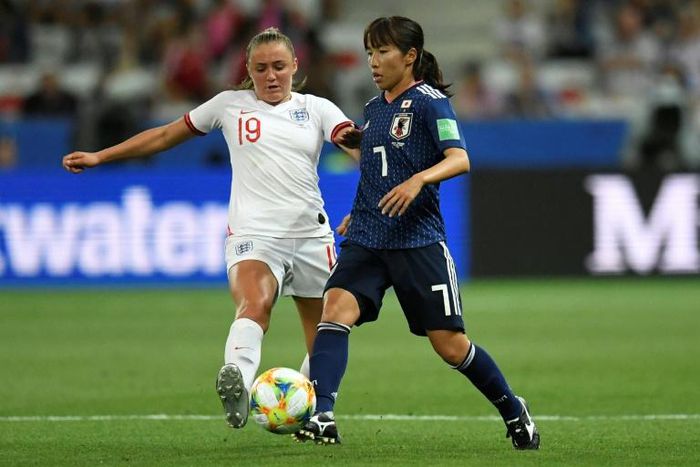 Georgia Stanway (L) in action in Wednesday's win over Japan - the youngster came into the England team and set up the opening goal for Ellen White