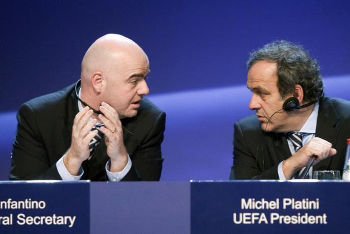 Michel Platini and Gianni Infantino pictured in March 2010 when they worked side-by-side for UEFA