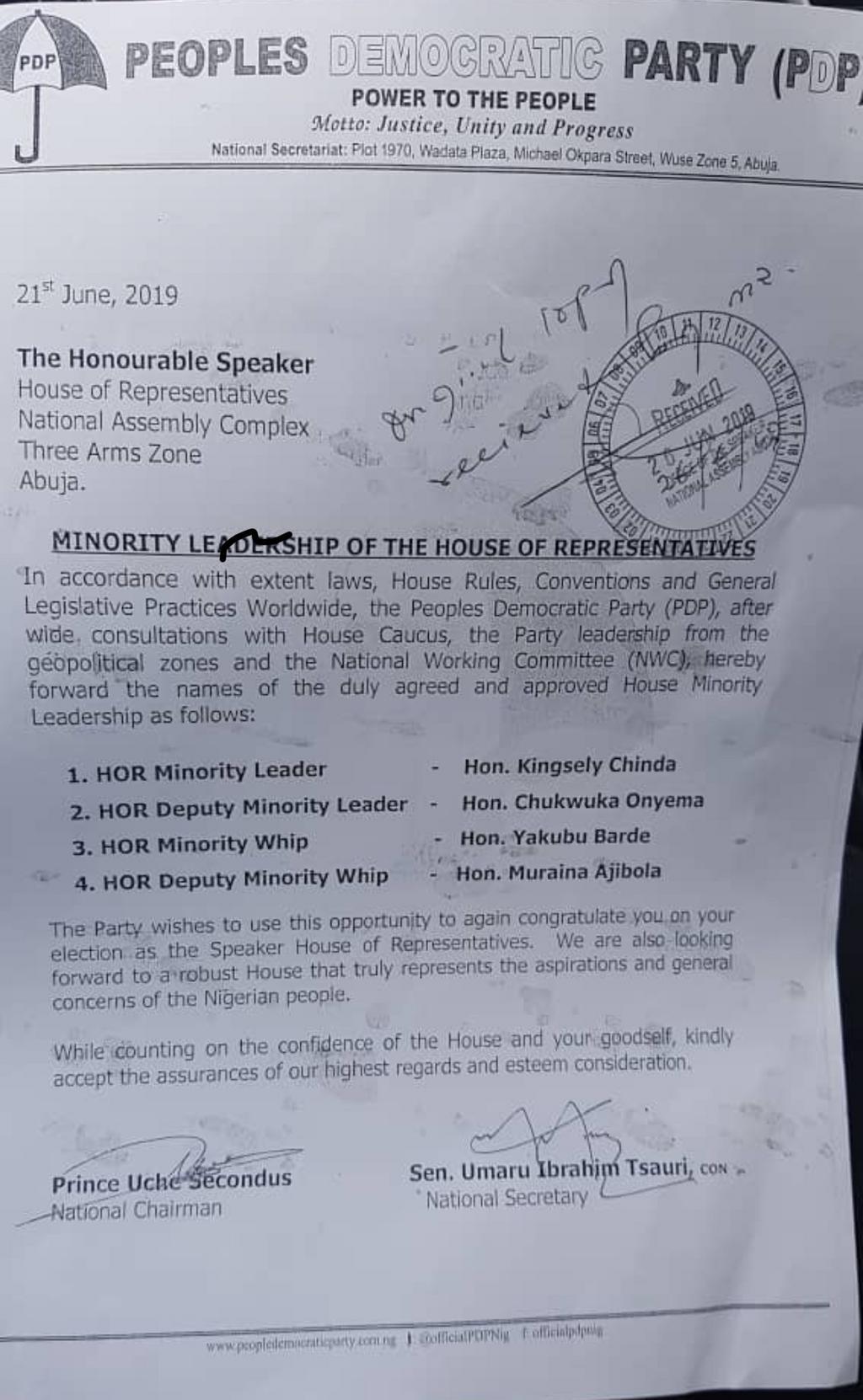 PDP selects Reps minority officers as Gbajabiamila swears-in new members