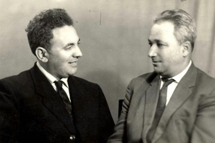 Semion Rosenfeld (L) and Alexander Pechersky (R), survivors of the Nazi death camp Sobibor, posed at un undisclosed location after World War II in this picture released by the Yad Vashem Holocaust Memorial museum.