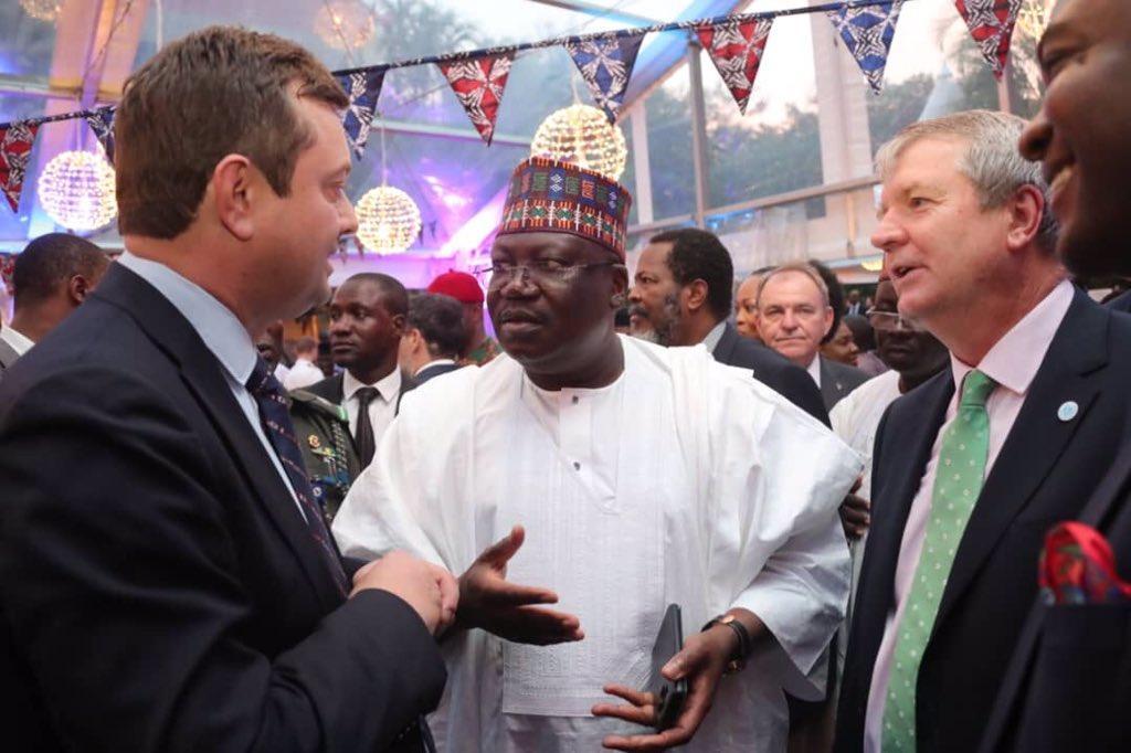 President of the Senate Ahmad Lawan attends the Queen's 95th Birthday Party at the residence of British High Commissioner to Nigeria, Catriona Laing in Abuja. [Twitter/@SPNigeria