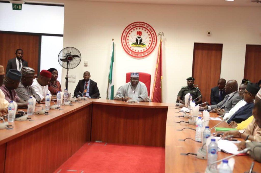 The President of the Senate, Sen. Ahmad Lawan paid a visit to the Secretary to the Government of the Federation Mr. Boss Mustapha [Twitter/@SPNigera]