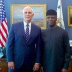 Nigeria Vice President Prof. Yemi Osinbajo meets his American counterpart, Mike Pence to discuss economy, military assistance and counter terrorism [Twitter/@gistalways]
