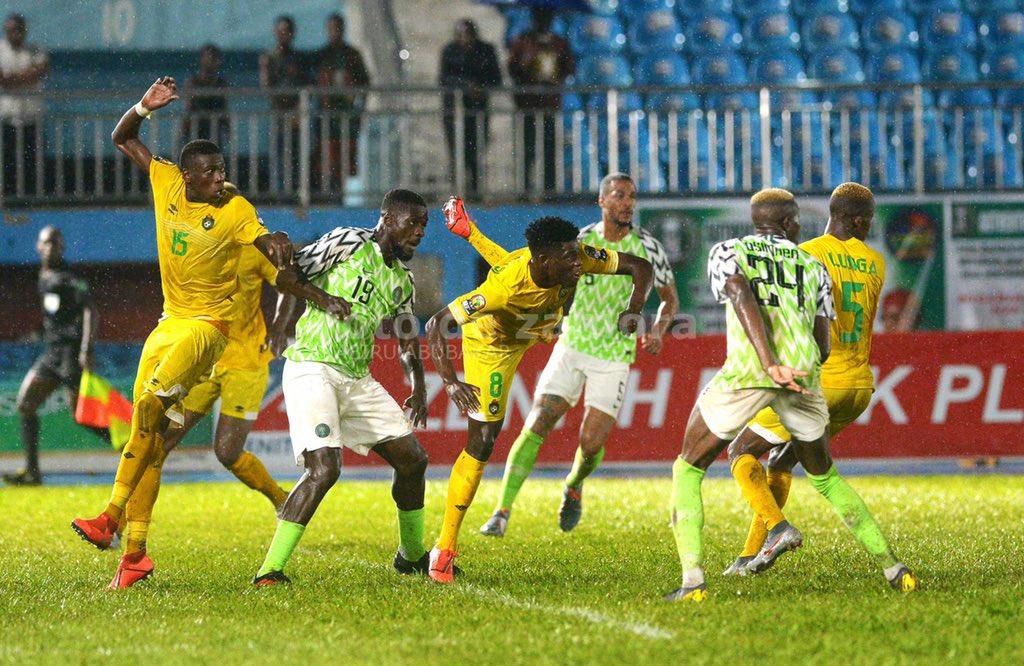 John Ogu, Victor Osimhen and William Troost-Ekong against Zimbabwe (Twitter/John Ogu)