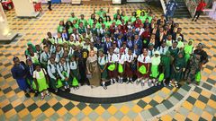 Some of the students after the movie date organized by Glo Foundation at Silver Bird Cinema, Victoria Island, Lagos, on the occasion of this year's International Day of the Girl Child.