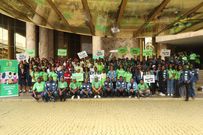 The selected students from schools in Lagos with Globacom officials on Friday on the occasion of this year's International Day of the Girl Child.