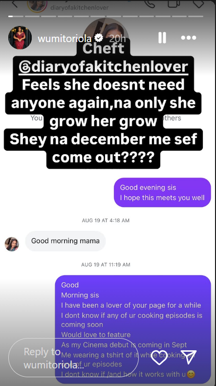 Wumi Toriola floors Opeyemi Famakin over collaboration request drama with Chef T