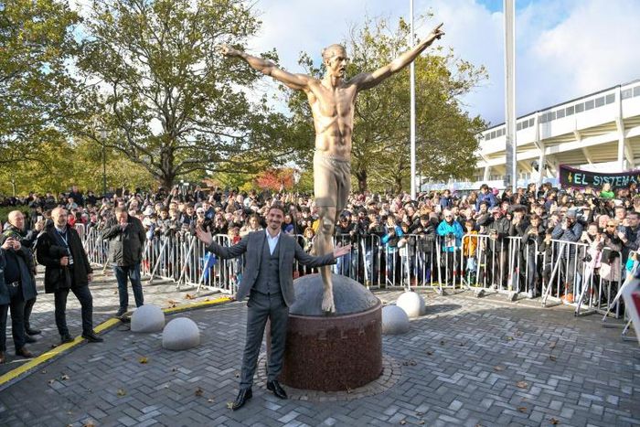 'The statue is the symbol that anything is possible,' said Zlatan Ibrahimovic as he unveiled a statue of himself in Malmo